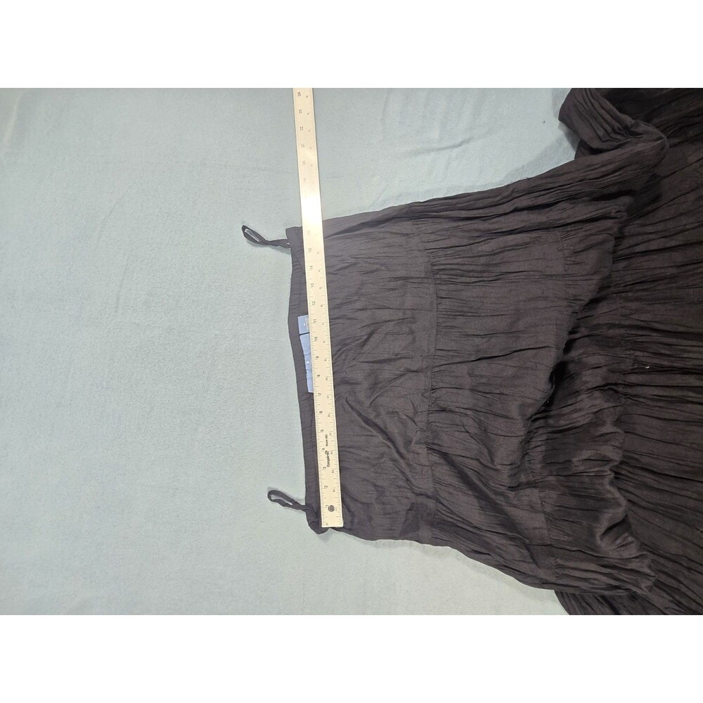Half Moon Bay Women’s Black Wrinkled Chiffon Tiered Lined Boho Midi Skirt M - Picture 6 of 9